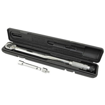 Torque Wrench Kit, 1/2 in Drive, 10 to 150 ft-lb Torque range, Knurled Grip Handle, Steel