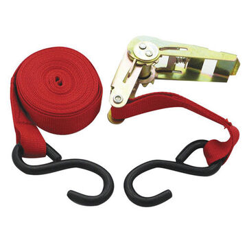 Heavy-Duty Ratchet Tie Down, 1500 lb Capacity, 15 ft lg, Polyester Web