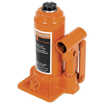 Heavy-Duty Bottle Jack, 4 T Capacity, 6-3/4 in, 12-1/4 in, 2-1/4 in lg