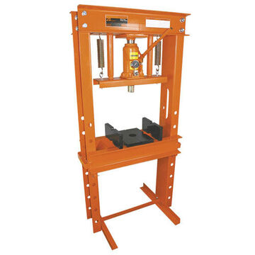 Fixed Head Heavy-Duty Manual Shop Press, 20 ton Capacity, 12.5 in lg Base, 14.25 in wd Base, 33 in ht