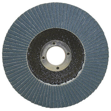 T29 Flap Disc, 5 in Dia, 7/8 in Shank, Z80 Grit, Zirconia Alumina