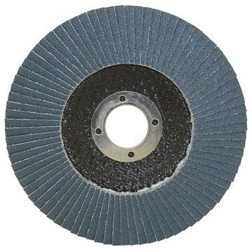 Flap Disc T29 5 In Dia, 7/8 In Shank, Z80 Grit, Zirconia Alumina