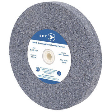 Straight Grinding Wheel, 8 in Dia, 1 in, A46 Grit, Aluminum Oxide