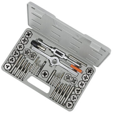 Tap and Alloy Die Set, 40-Piece, 7.75 in wd, 1.50 in dp, 12.50 in ht, Metric, Hex, HSS