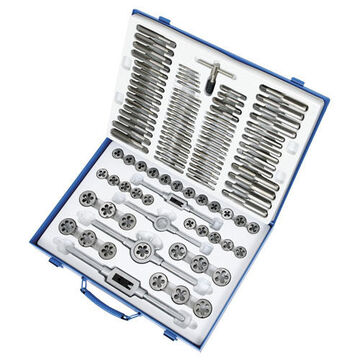 Tap And Die Premium Set, 110-Piece, 12.50 in wd, 1.75 in dp, 17.25 in ht, SAE/Metric, Hex, Alloy