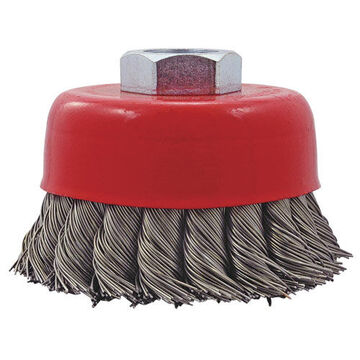 Brosse coupe torsadée, 3 pouce dia, tige 14 mm x 2, 0.02 pouce dia, fil à nœud torsadé, acier inoxydable