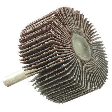 Flap Wheel Shaft Mounted, 2 In Dia, 1 In Wd, 1/4 In Shank, 60 Grit, Aluminum Oxide
