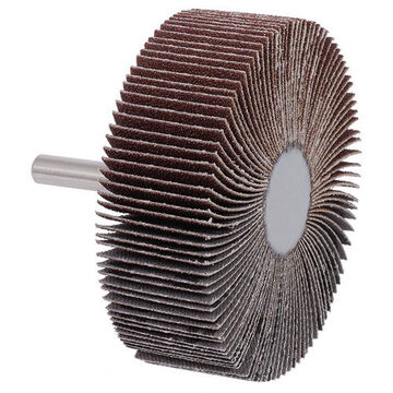 Shaft Mounted Flap Wheel, 3 in Dia, 1 in wd, 1/4 in Shank, 80 Grit, Aluminum Oxide