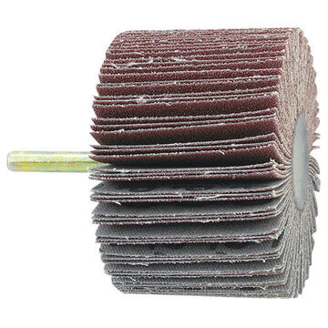 Flap Wheel Shaft Mounted, 3 In Dia, 2 In Wd, 1/4 In Shank, 80 Grit, Aluminum Oxide
