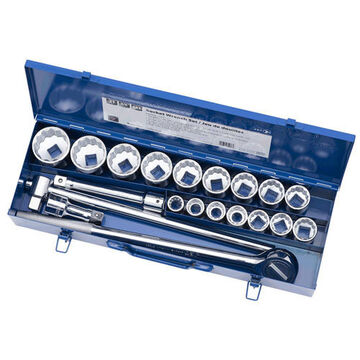 Wrench Set Sae Socket, 21-piece, 12 Points, Chrome Vanadium Steel