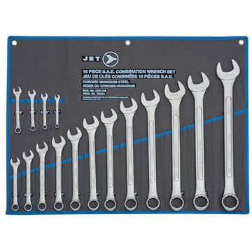 SAE Raised Panel Wrench Set, 16-Piece, Chrome Vanadium Steel