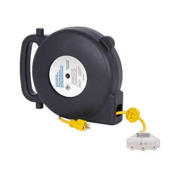 Cord Reel Extension Abs, 125 V, 14 A, 40 Ft Lg, 12/3 Ga, 3-outlet