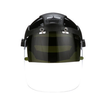 Multi-Purpose Hard Hat Face Shield, Clear, Molded Polycarbonate, 4-3/8 in ht, 9-1/4 in ht