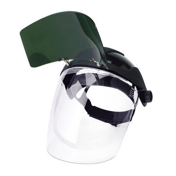 Multi-Purpose Hard Hat Face Shield, Clear, Molded Polycarbonate, 4-3/8 in ht, 9-1/4 in ht