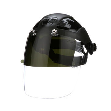 Multi-Purpose Hard Hat Face Shield, Clear, Molded Polycarbonate, 4-3/8 in ht, 9-1/4 in ht