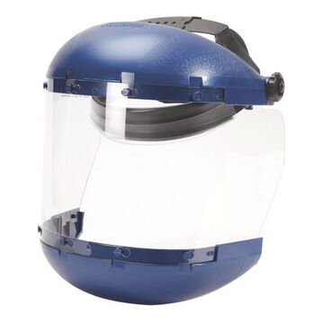 Dual Crown Hard Hat Face Shield, Clear, Acetate, 6 in ht, 19 in ht