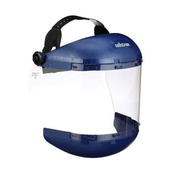 Dual Crown Hard Hat Face Shield, Clear, Acetate, 6 in ht, 19 in ht