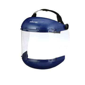 Dual Crown Hard Hat Face Shield, Clear, Acetate, 6 in ht, 19 in ht