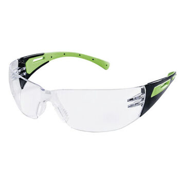 Safety Glasses, Hard Coated, Clear, Co-Molded, Black/Green