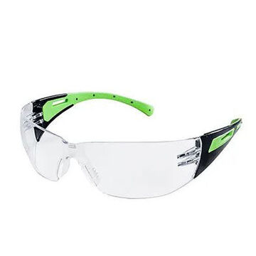 Safety Glasses, Hard Coated, Clear, Co-Molded, Black/Green