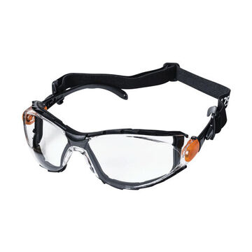 Sealed Safety Glasses, Sta-Clear AF/HC, Clear, Flexible, Black/Orange