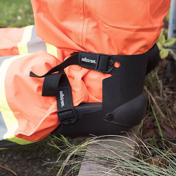 Knee Pad Hybrid Ultra Flex Iii, One-size Fit All, Foam Gel, Clip Closure, Black With Hi-viz Orange Grip Strip