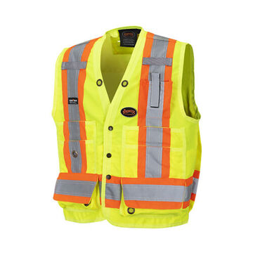 Safety Vest High-visibility Surveyor, Yellow/green, 150 Denier Woven Twill Polyester, Ansi 2