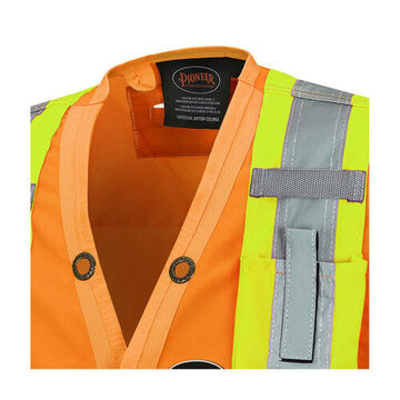 High-visibility Surveyor Safety Vest, 3XL, Orange, 150 Denier Woven Twill Polyester, Class 2
