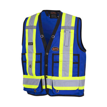 Gilet de sécurité d'arpenteur haute visibilité, 2XL, bleu royal, polyester sergé tissé 150 deniers, ANSI 1