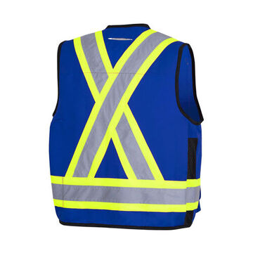 Gilet de sécurité d'arpenteur haute visibilité, bleu royal, polyester sergé tissé 150 deniers, ANSI 1