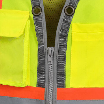 High-visibility Surveyor Safety Vest, 3XL, Yellow/Green, 300 Denier Oxford Polyester, 100% Polyester, Polyester Mesh, Class 2