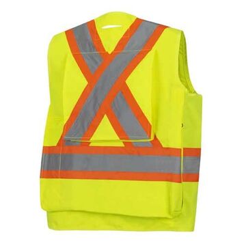 Gilet de sécurité d'arpenteur haute visibilité, XL, jaune/vert, polyester Oxford 600 deniers, enduit PU, classe 2