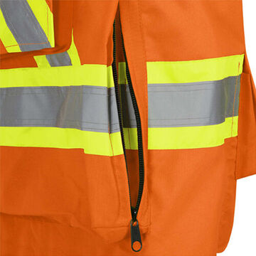 Safety Vest High-visibility Surveyor, Small, Orange, 600 Denier Oxford Polyester, Pu Coated, Class 2