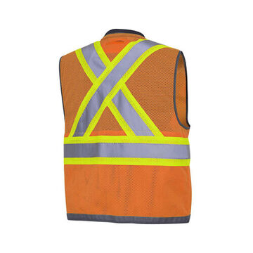 High-visibility Surveyor Safety Vest, Large, Orange, Polyester, Class 2