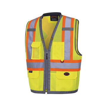 High-visibility Surveyor Safety Vest, XL, Yellow/Green, Polyester, Class 2