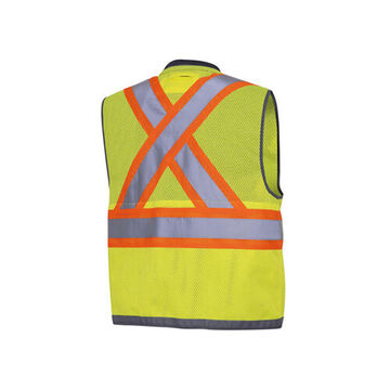 High-visibility Surveyor Safety Vest, XL, Yellow/Green, Polyester, Class 2