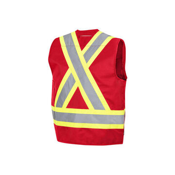 High-visibility Surveyor Safety Vest, 4XL, Red, Polyester, Class 1