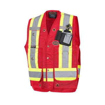 High-visibility Surveyor Safety Vest, 4XL, Red, Polyester, Class 1