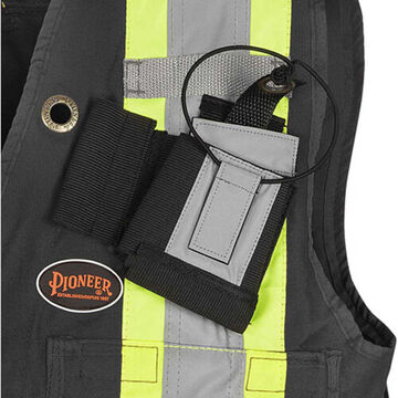 Work Vest Surveyor's, Black, Cotton, Snap Closure