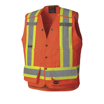 High-visibility Surveyor Safety Vest, 2XL, Orange, Polyester, Class 2