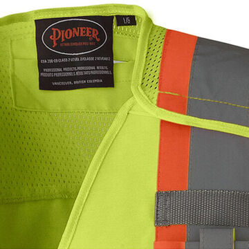 High-visibility Surveyor Safety Vest, XL, Yellow/Green, Poly/Cotton, Class 2