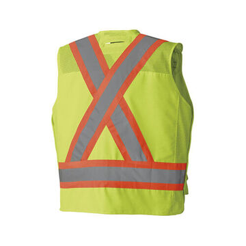 Gilet de sécurité d'arpenteur haute visibilité, XL, jaune/vert, poly/coton, classe 2