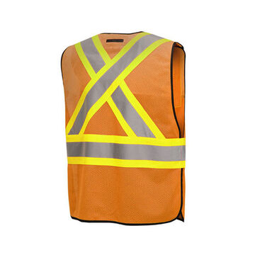 Safety Vest High Visibility, Universal, Orange, Polyester, Class 2