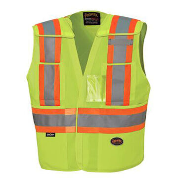 High Visibility Tear-Away Safety Vest, 4XL/5XL, Yellow/Green, Tricot Polyester, Class 2