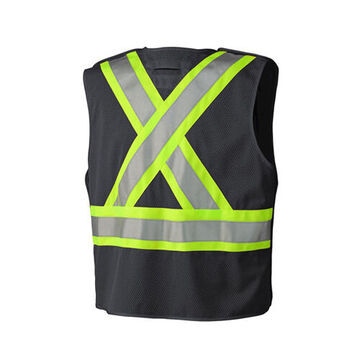 High Visibility Tear-Away Safety Vest, 2XL, Black, 100% Polyester, 100% Polyester Tricot, Polyester Mesh, Class 1