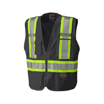 High Visibility Tear-Away Safety Vest, 2XL, Black, 100% Polyester, 100% Polyester Tricot, Polyester Mesh, Class 1