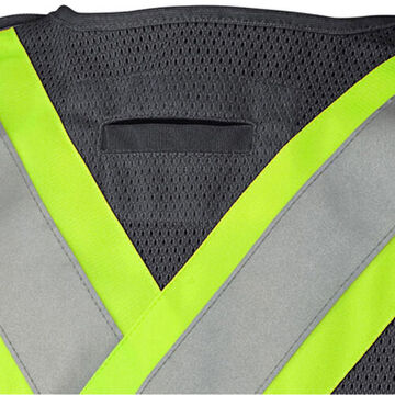 Safety Vest High Visibility Tear-away, Black, 100% Polyester, 100% Polyester Tricot, Polyester Mesh, Class 1