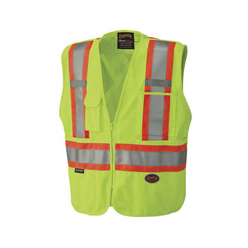 High Visibility Tear-Away Safety Vest, XL, Yellow/Green, 100% Polyester, Class 2