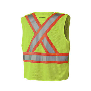 High Visibility Tear-Away Safety Vest, XL, Yellow/Green, 100% Polyester, Class 2