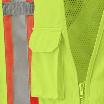 High Visibility Tear-Away Safety Vest, XL, Yellow/Green, 100% Polyester, Class 2